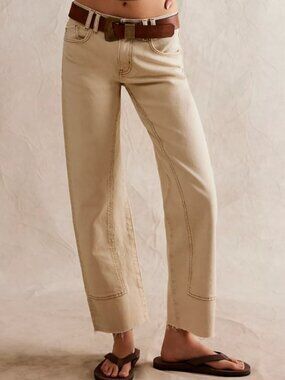 Free People - We The Free Khaki Jeans, Size 28 Long